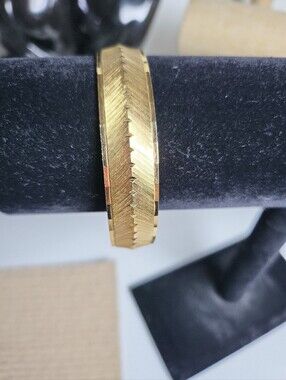 Vintage Monet Gold Plated Brushed & Textured Bangle Bracelet